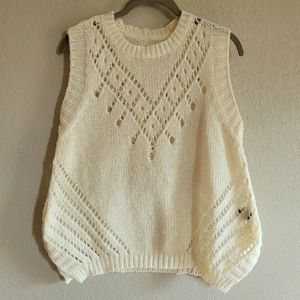 Shein Cream Crocheted Sweater Vest Size Small